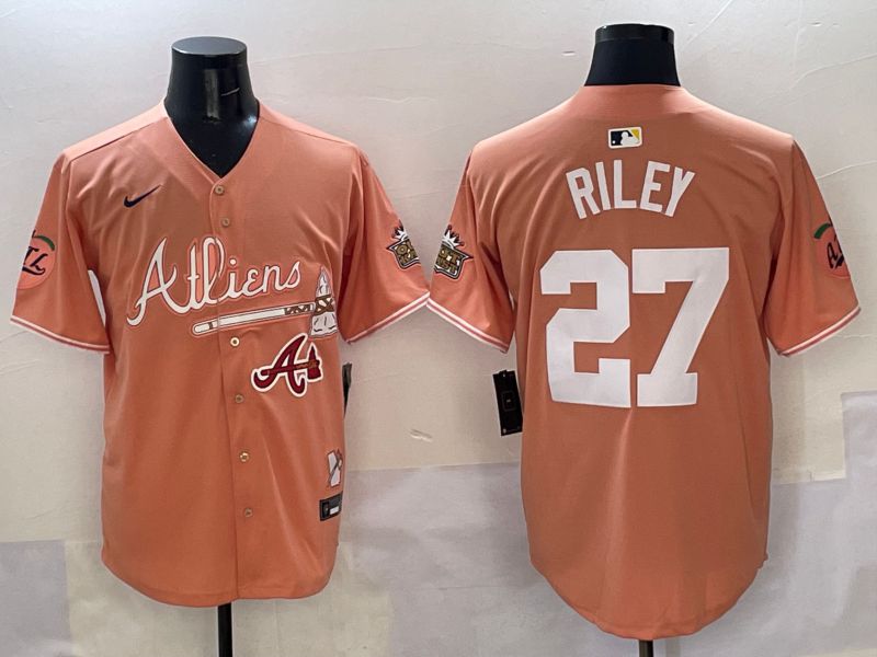 Men Atlanta Braves 27 Riley Orange Five generations Joint Name 2025 Nike MLB Jersey style 9